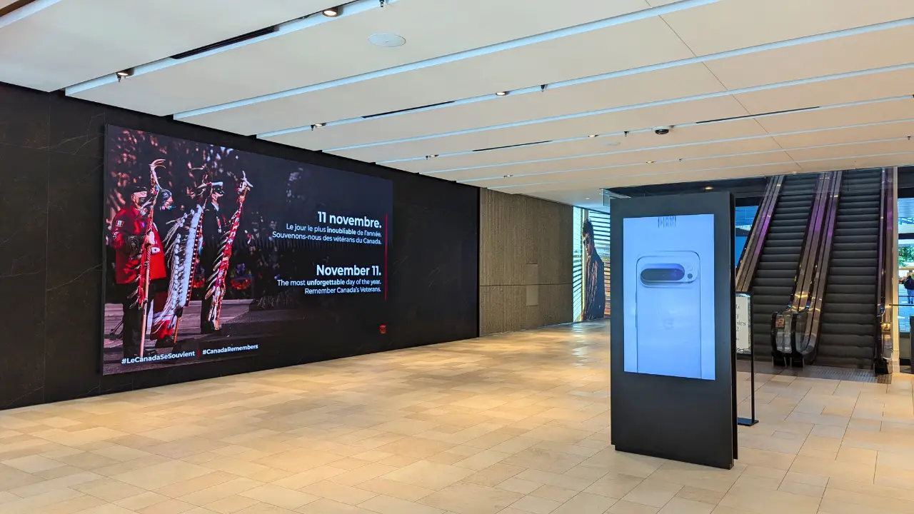 Digital out-of-home advertising display in a Canadian urban setting