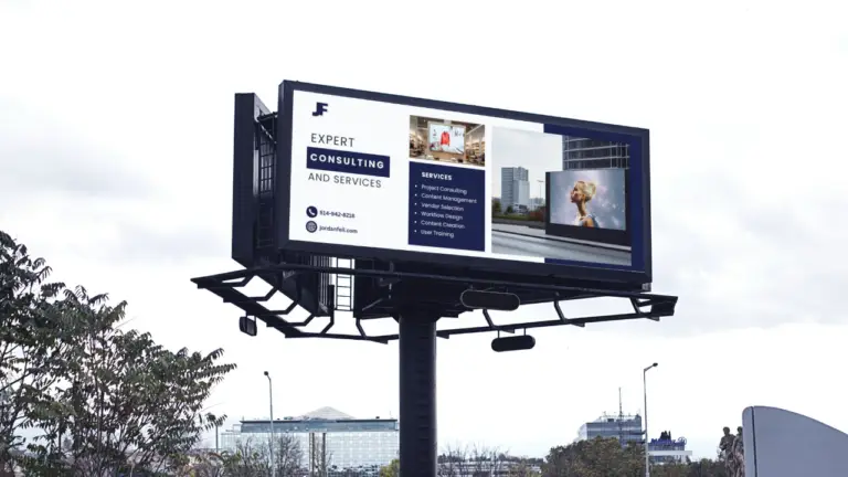 Large outdoor advertising billboard displaying vibrant promotional content in a high-traffic urban area.